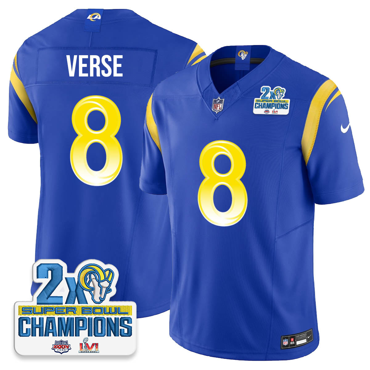 LAR 2-Time Champions Patch Vapor Limited Jersey - Stitched 1