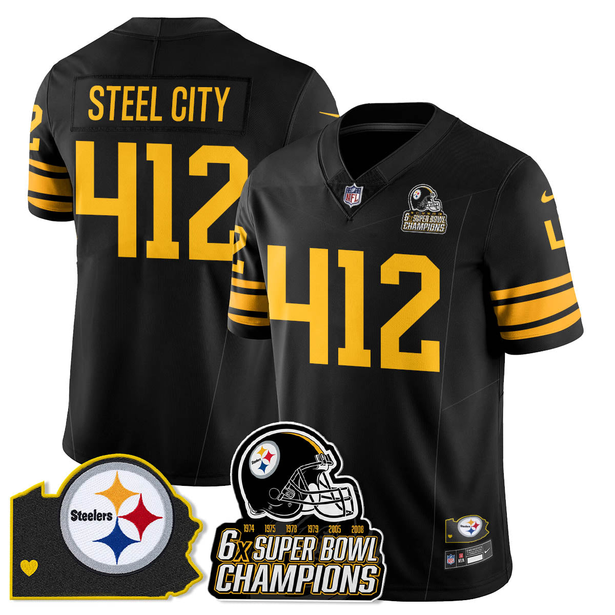 PIT 6-Time Champions Patch Vapor Limited Jersey - Stitched