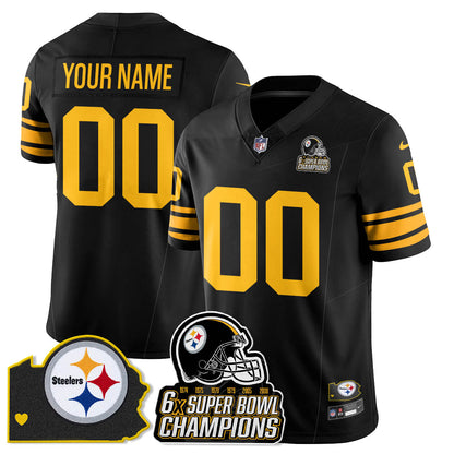 Custom PIT 6-Time Champions Patch Vapor Limited Jersey - Stitched