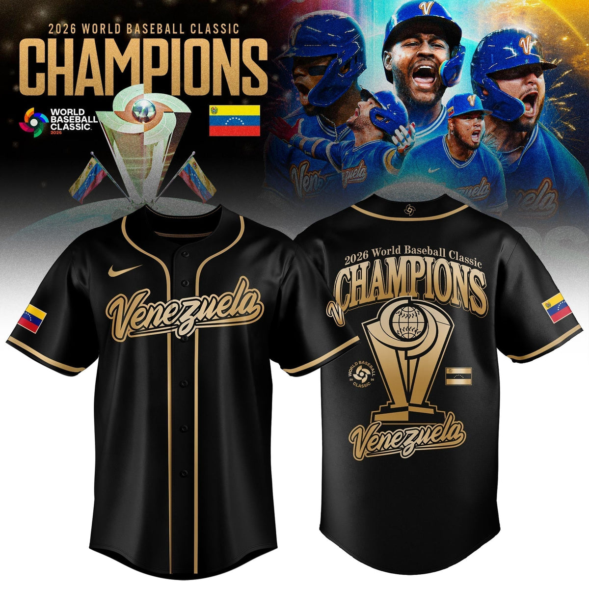 Venezuela Baseball 2026 World Baseball Classic Champions Limited Edition Jersey