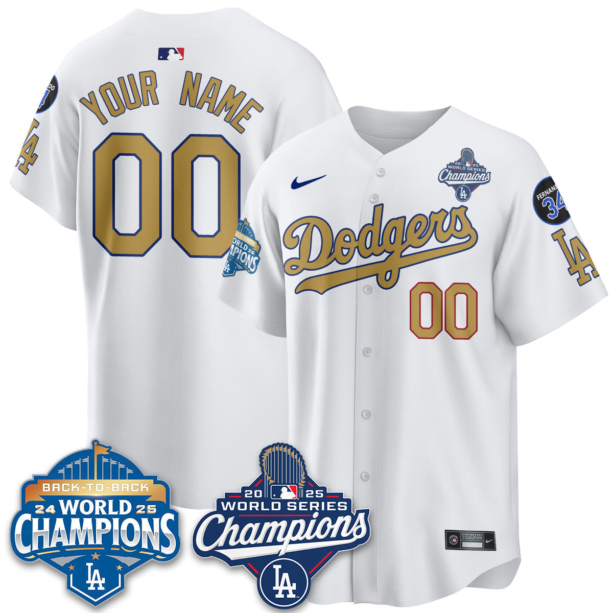 Custom LAD 2025 World Series Champions Jersey - Stitched N2