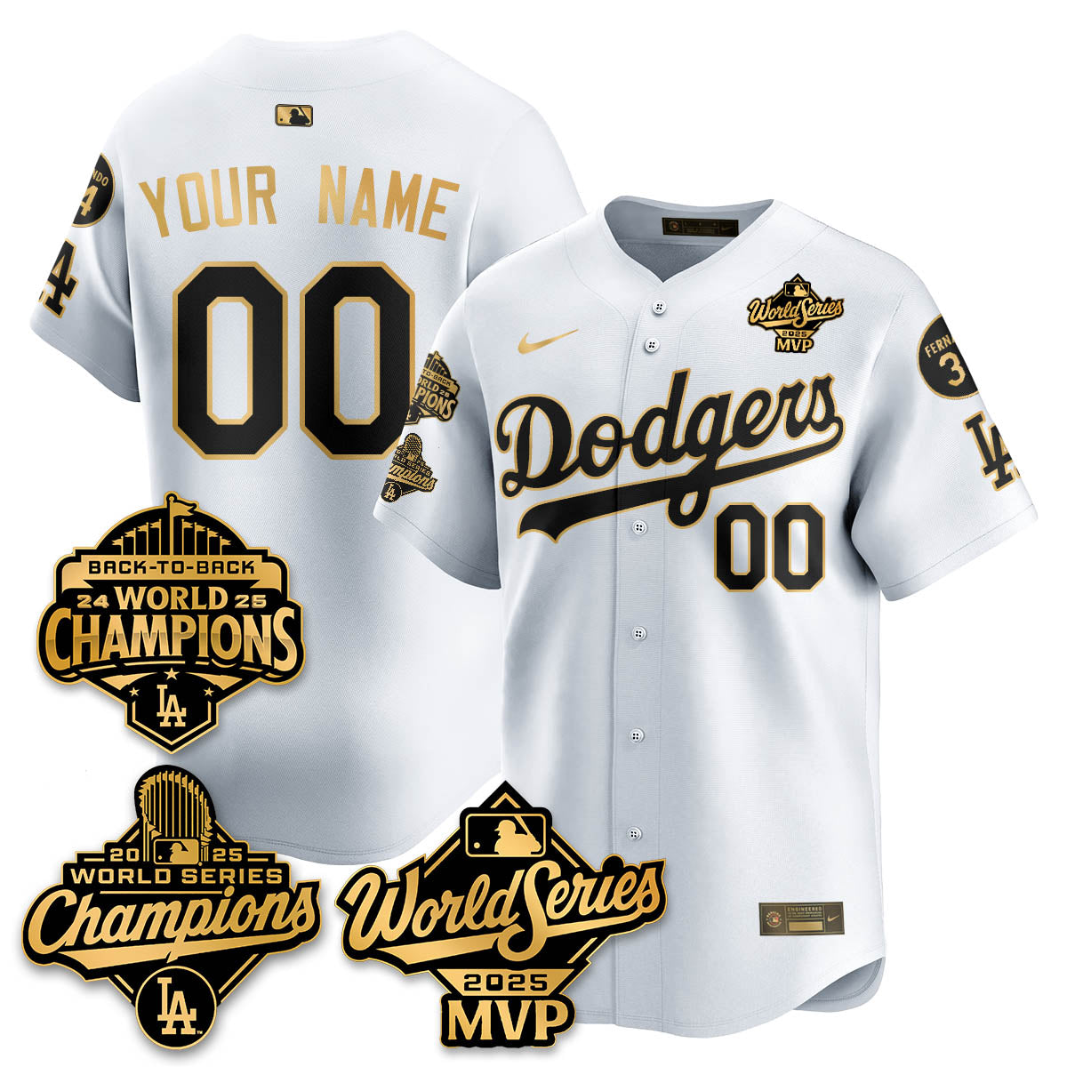 Yoshinobu Yamamoto LAD 2025 World Series MVP Custom Jersey - Stitched
