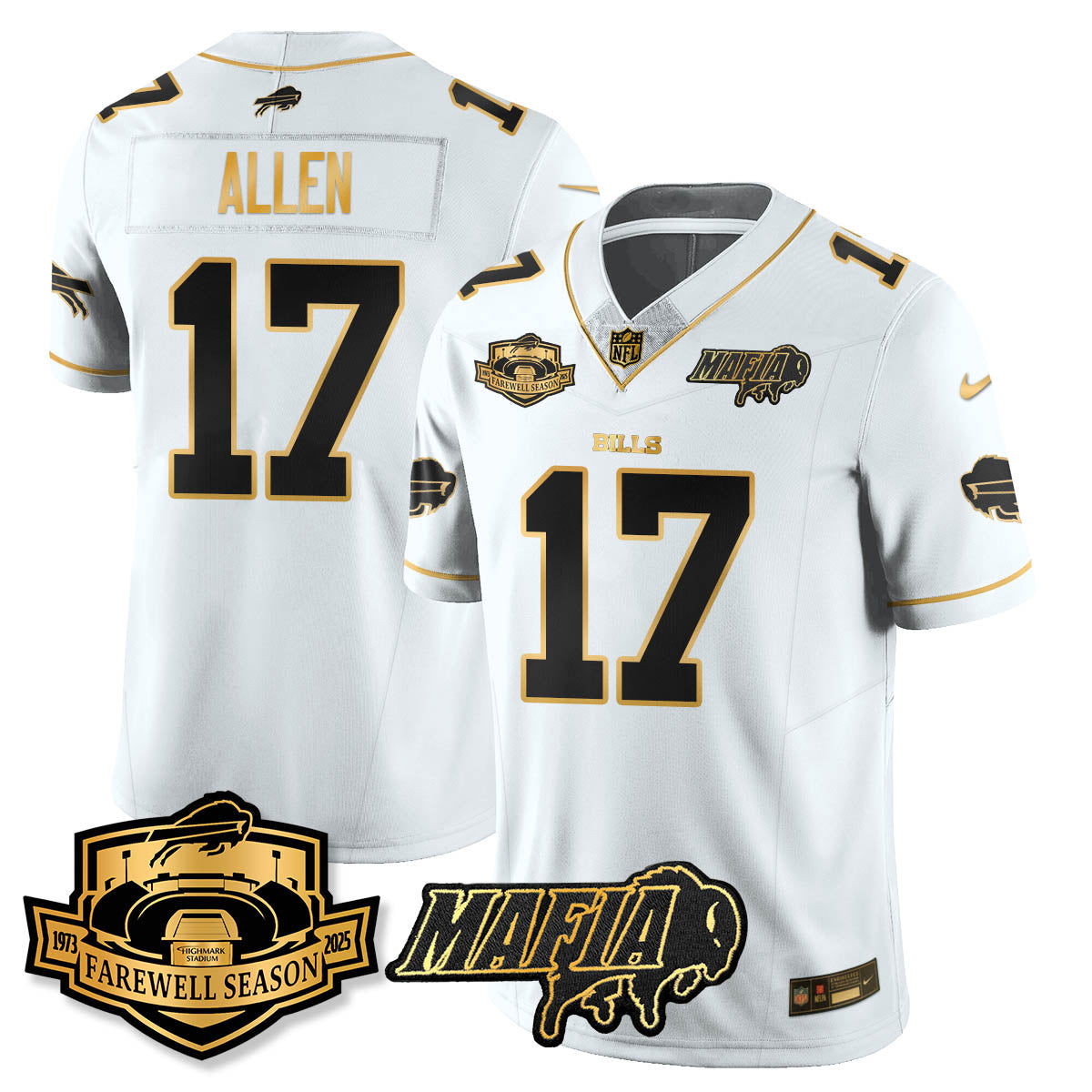 BUF 2025 Bills Mafia Patch Gold Vapor Limited Jersey - Stitched