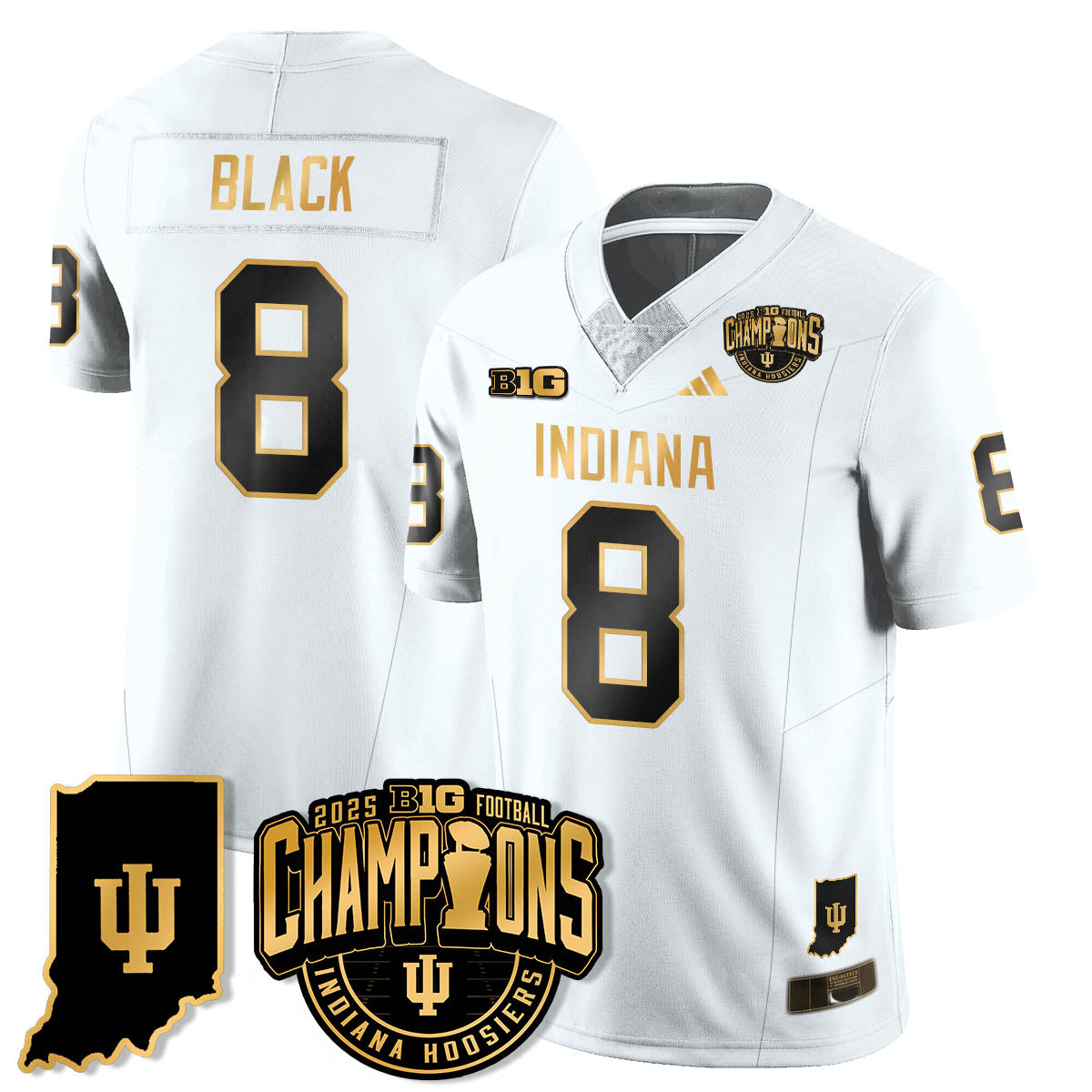 Indiana H Vapor Limited Football Gold Jersey - Big 10 Champions - Stitched