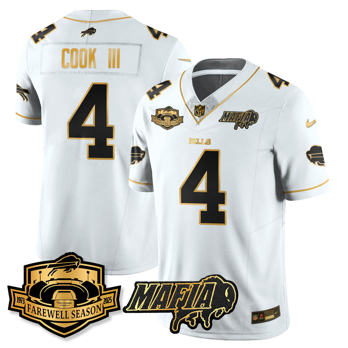 BUF 2025 Bills Mafia Patch Gold Vapor Limited Jersey - Stitched
