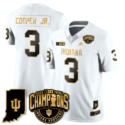 Indiana H Vapor Limited Football Gold Jersey - Big 10 Champions - Stitched