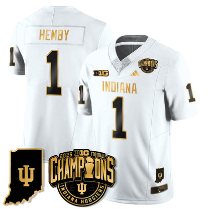 Indiana H Vapor Limited Football Gold Jersey - Big 10 Champions - Stitched