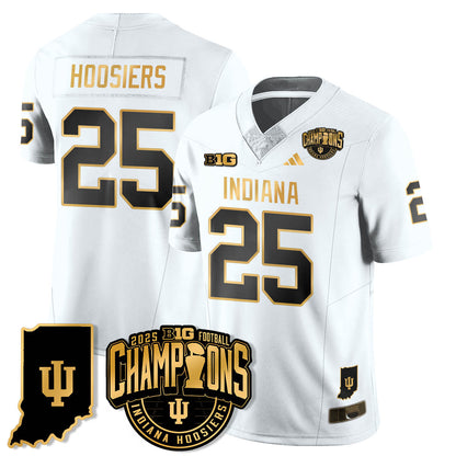 Indiana H Vapor Limited Football Gold Jersey - Big 10 Champions - Stitched