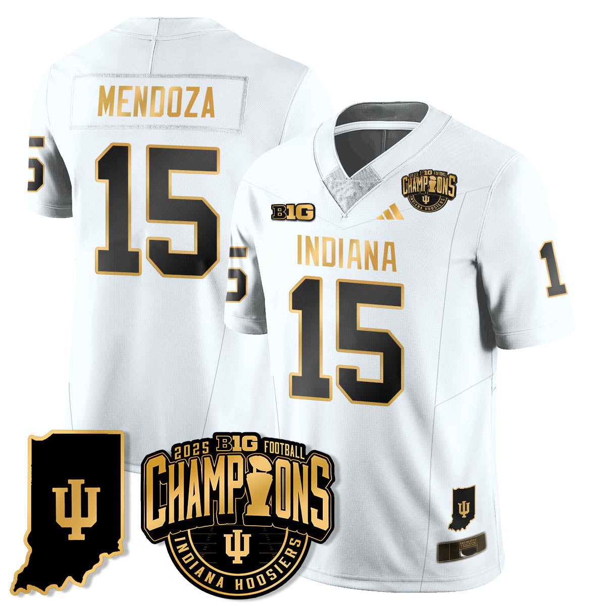 Indiana H Vapor Limited Football Gold Jersey - Big 10 Champions - Stitched
