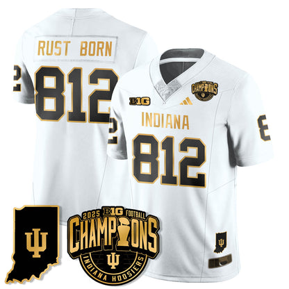 Indiana H Vapor Limited Football Gold Jersey - Big 10 Champions - Stitched