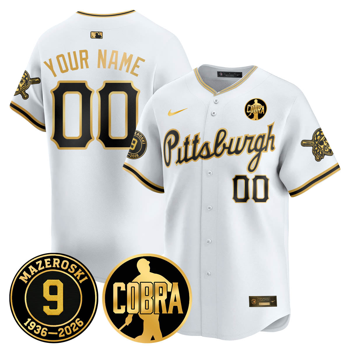 PIT Memories Vapor Limited Gold Jersey - Bill Mazeroski Patch - Stitched