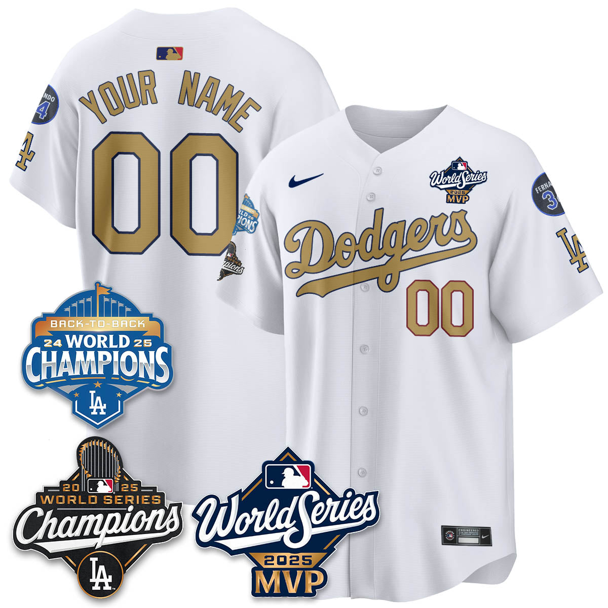 Yoshinobu Yamamoto LAD 2025 World Series MVP Custom Jersey - Stitched