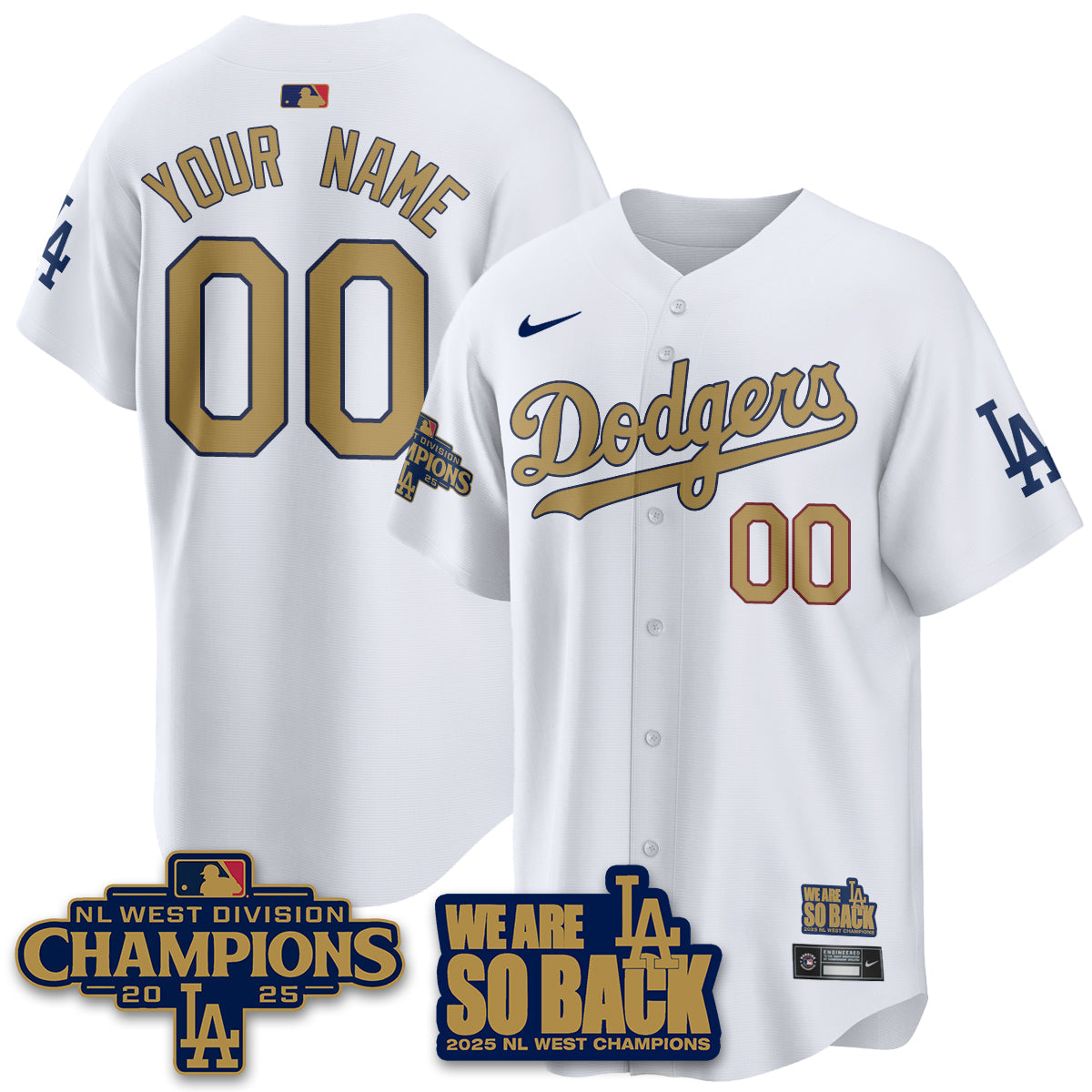 Custom LAD 2025 NL West Division Champions Jersey - Stitched