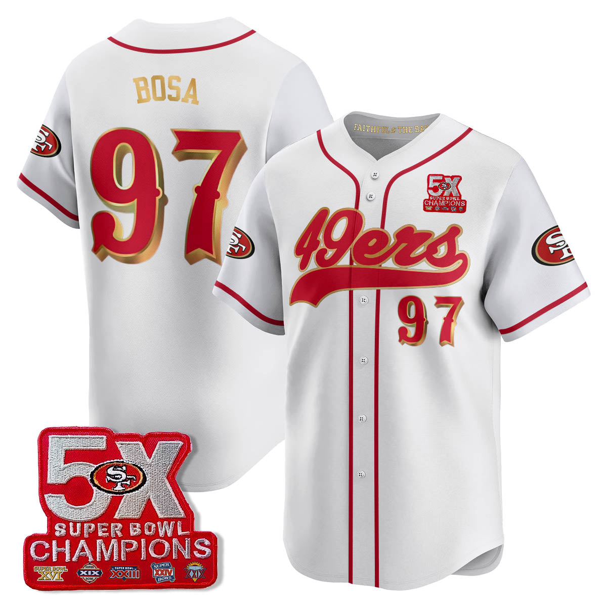 SF 5-Time Champions Patch Vapor Baseball Jersey - Stitched