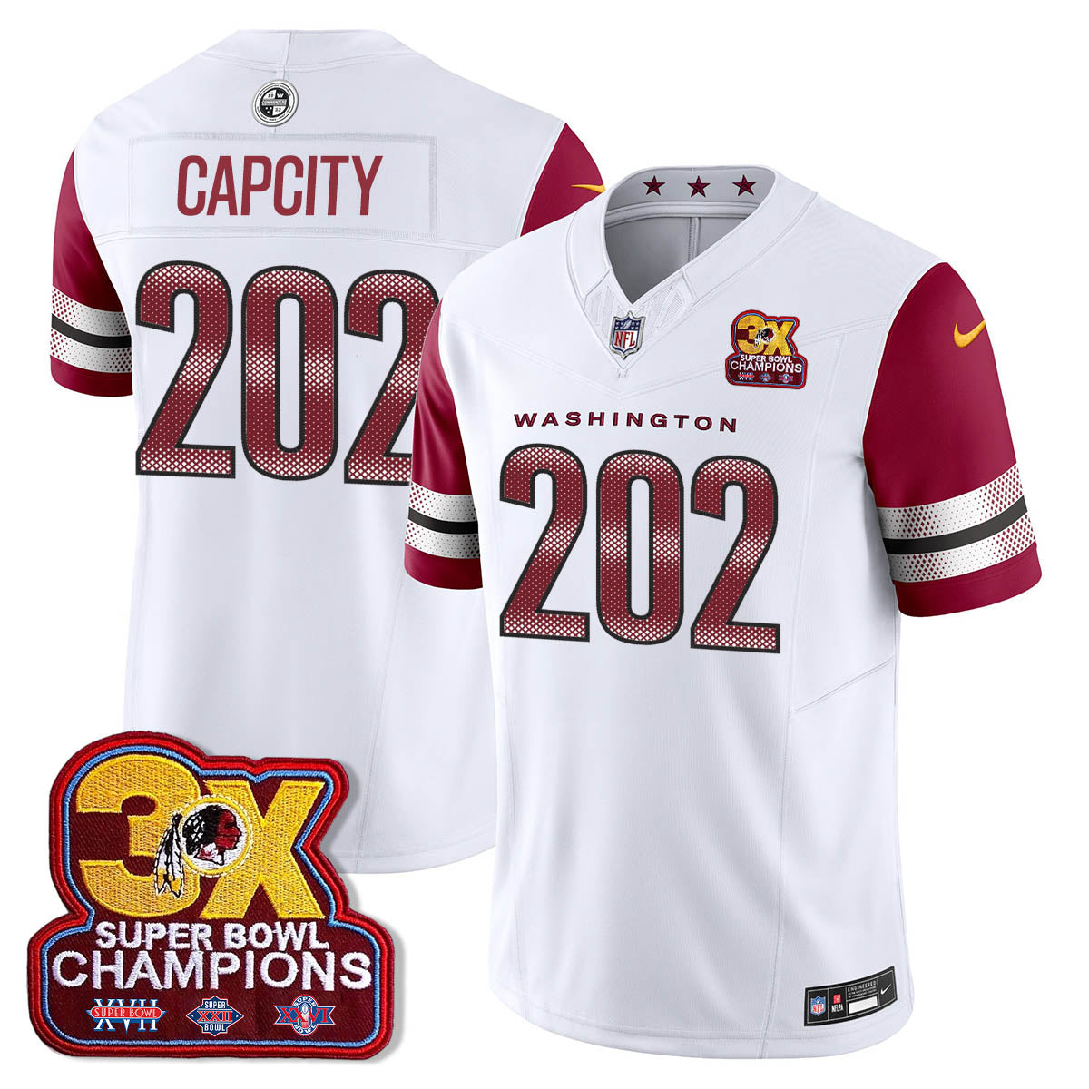 WAS 3-Time Champions Patch Vapor Limited Jersey - Stitched