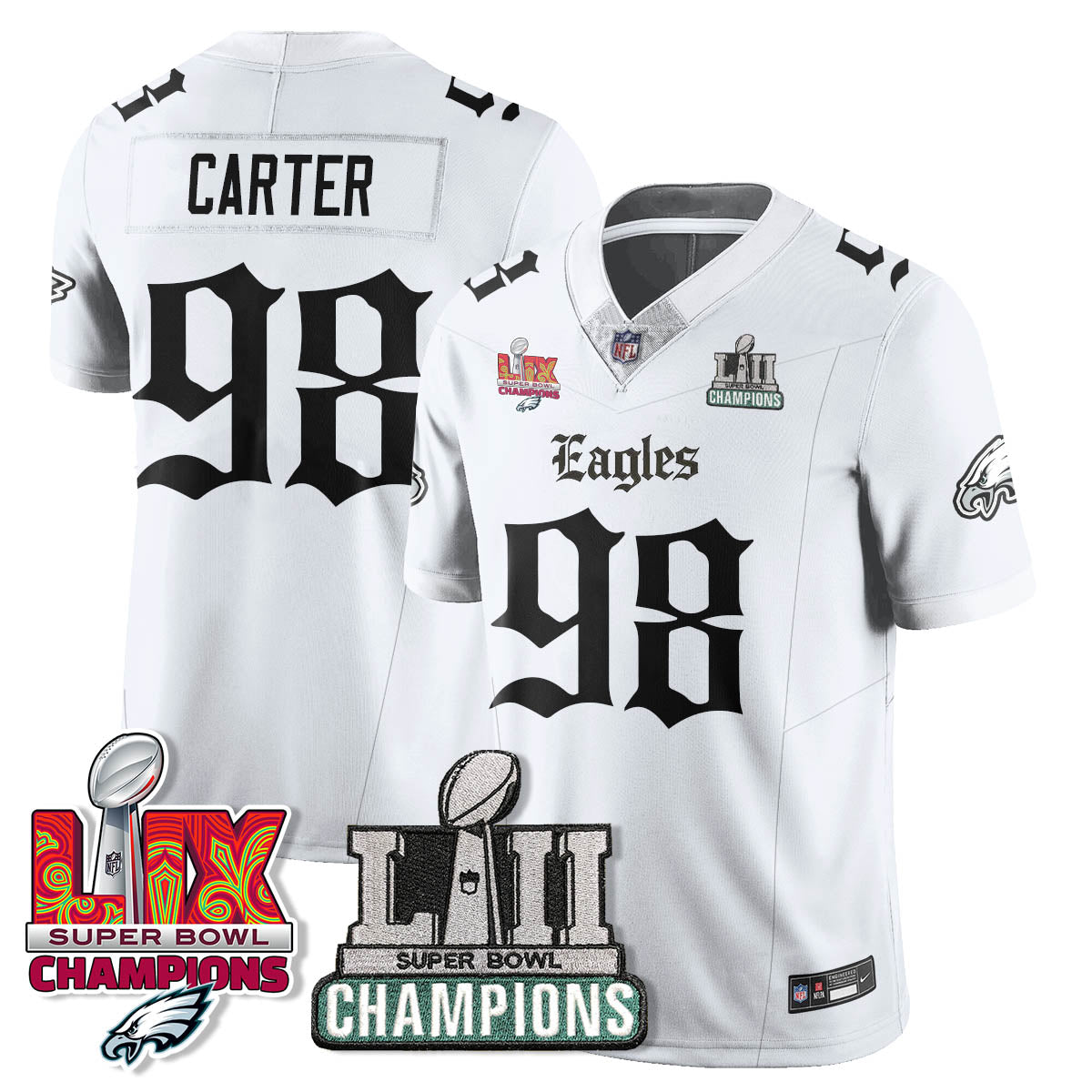 PHI 'Gothic Philly' LII-LIX Super Bowl Champions Vapor Limited Jersey - Stitched