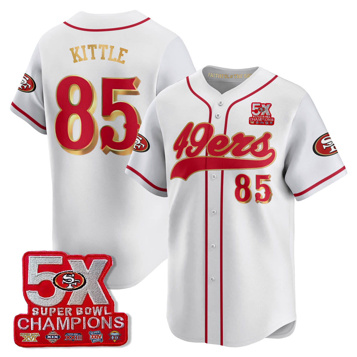 SF 5-Time Champions Patch Vapor Baseball Jersey - Stitched