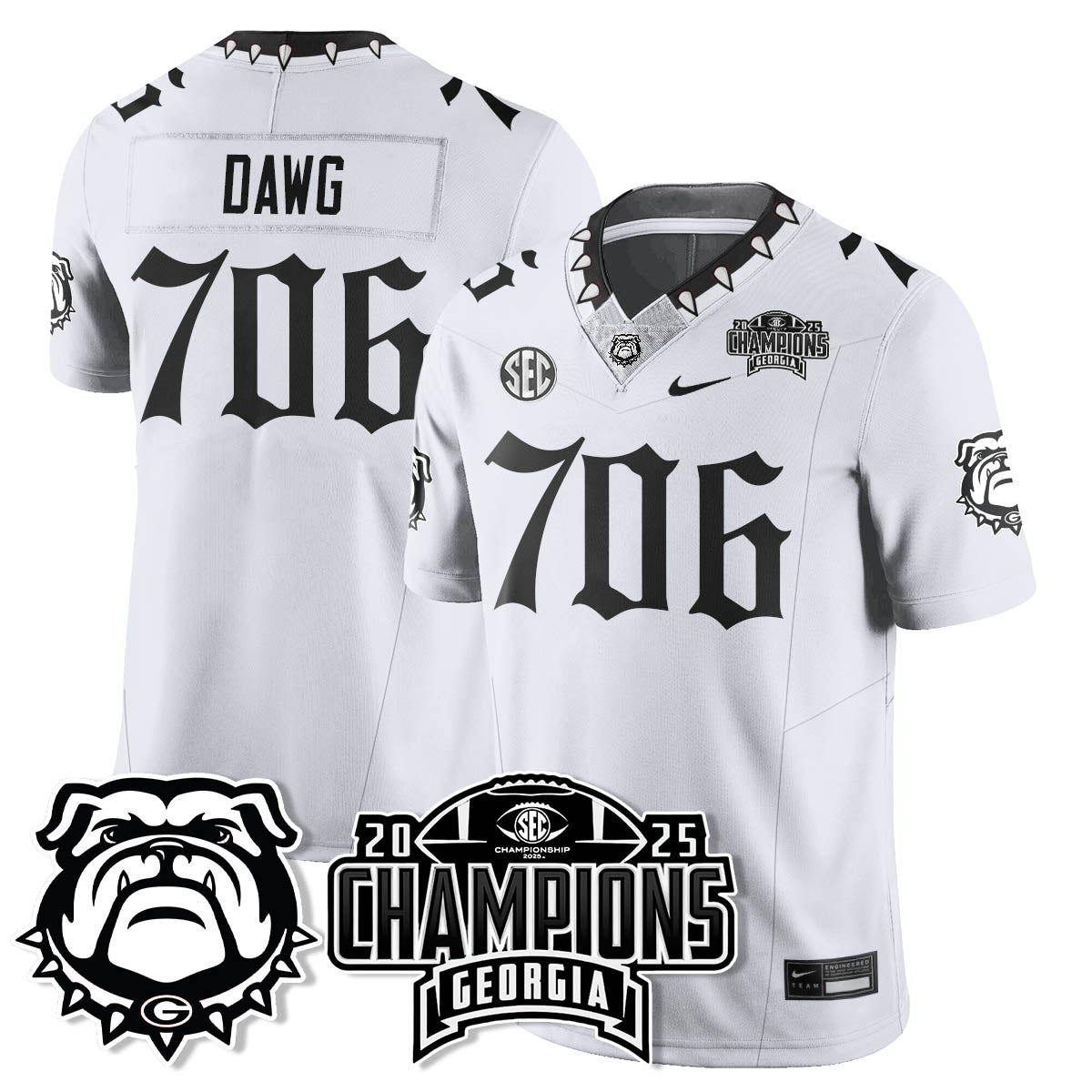 Georgia Bulldogs Gothic Vapor Limited Jersey - SEC Football Champions - All Stitched