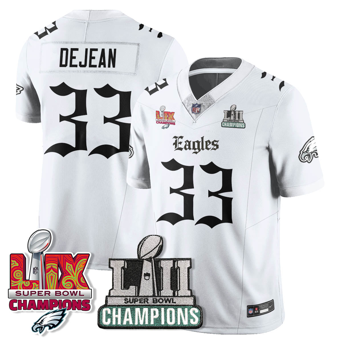 PHI 'Gothic Philly' LII-LIX Super Bowl Champions Vapor Limited Jersey - Stitched