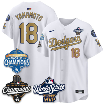 Yoshinobu Yamamoto LAD 2025 World Series MVP Jersey - Stitched