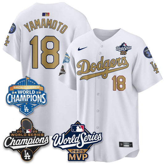 Yoshinobu Yamamoto LAD 2025 World Series MVP Jersey - Stitched