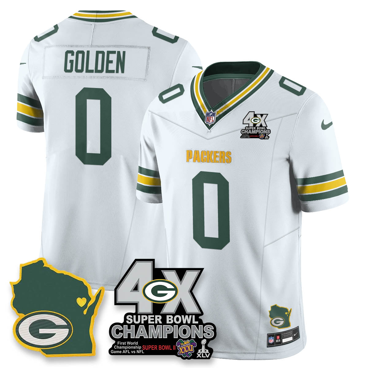 GB 4-Time Champions Patch Vapor Limited Jersey - Stitched