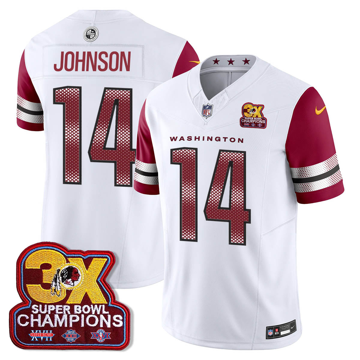 WAS 3-Time Champions Patch Vapor Limited Jersey - Stitched