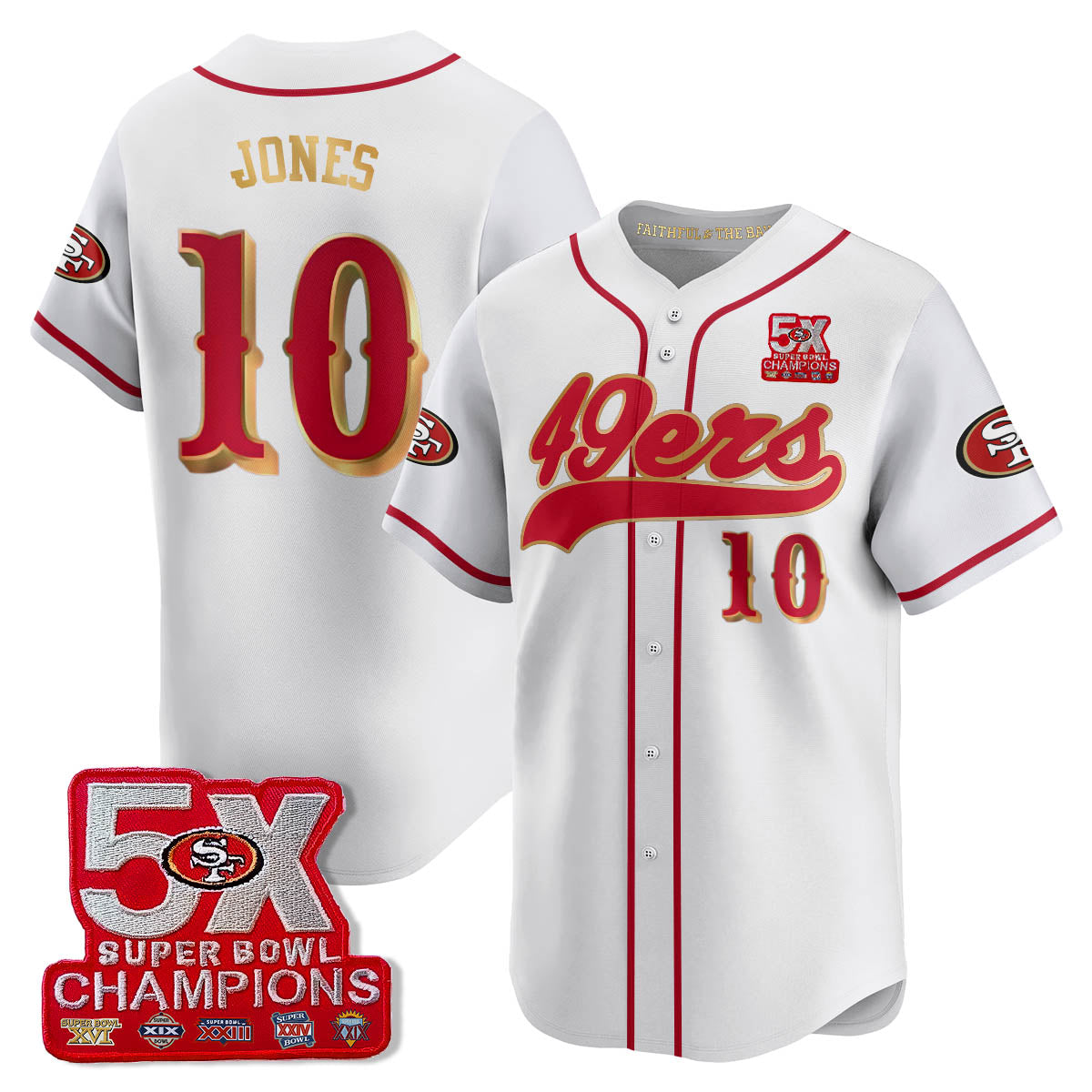 SF 5-Time Champions Patch Vapor Baseball Jersey - Stitched