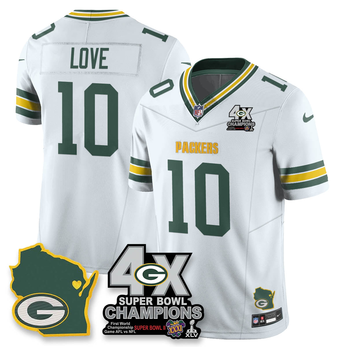 GB 4-Time Champions Patch Vapor Limited Jersey - Stitched