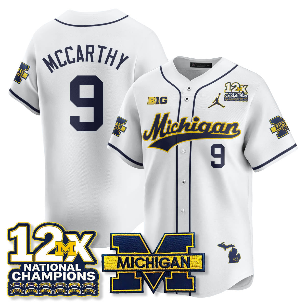 MICH 12x-Time National Champions Baseball Limited Jersey - Stitched
