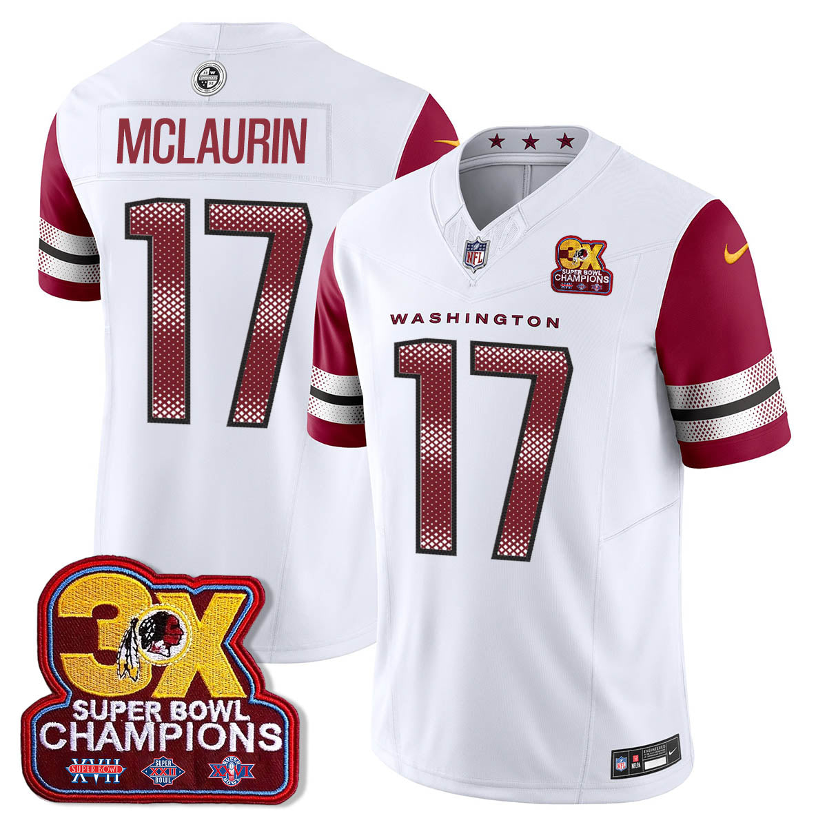 WAS 3-Time Champions Patch Vapor Limited Jersey - Stitched