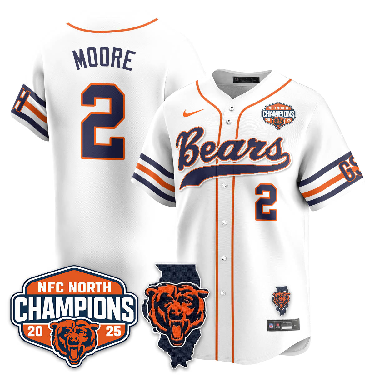 CHI  NFC North Division Champions Vapor Limited Baseball Jersey - Stitched