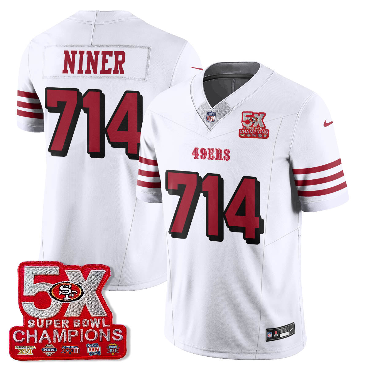 SF 5-Time Champions Patch Vapor Limited Jersey - Stitched