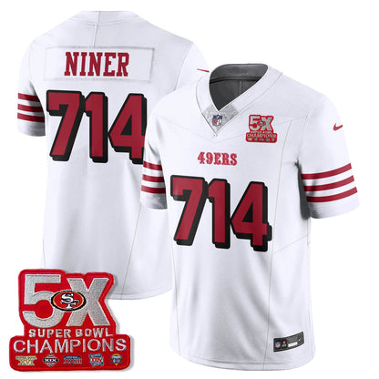 SF 5-Time Champions Patch Vapor Limited Jersey - Stitched