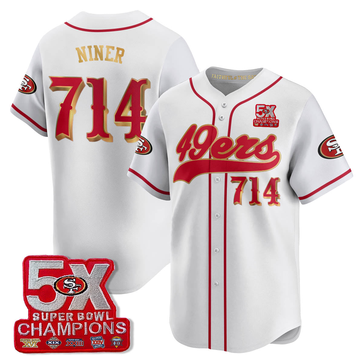 SF 5-Time Champions Patch Vapor Baseball Jersey - Stitched