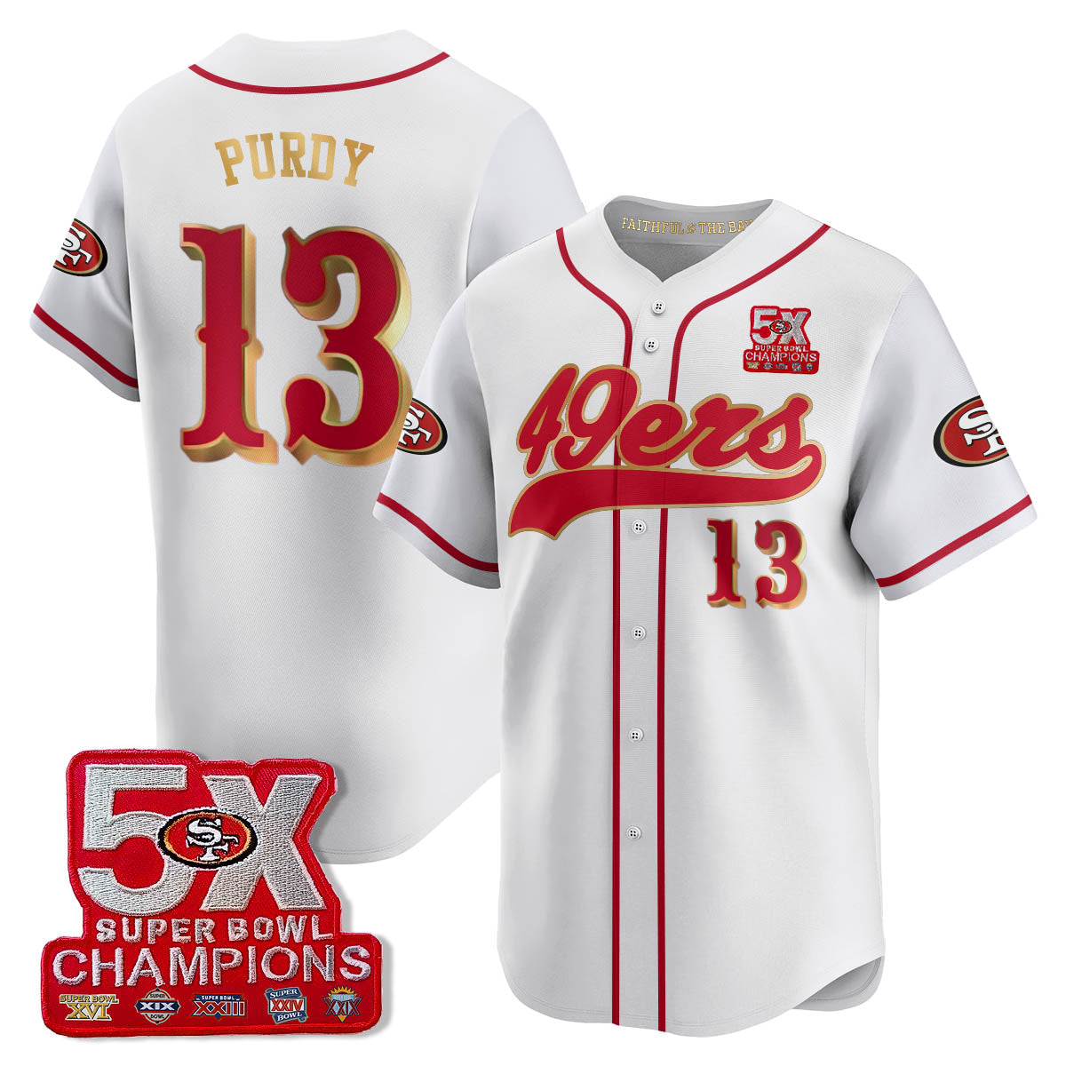 SF 5-Time Champions Patch Vapor Baseball Jersey - Stitched