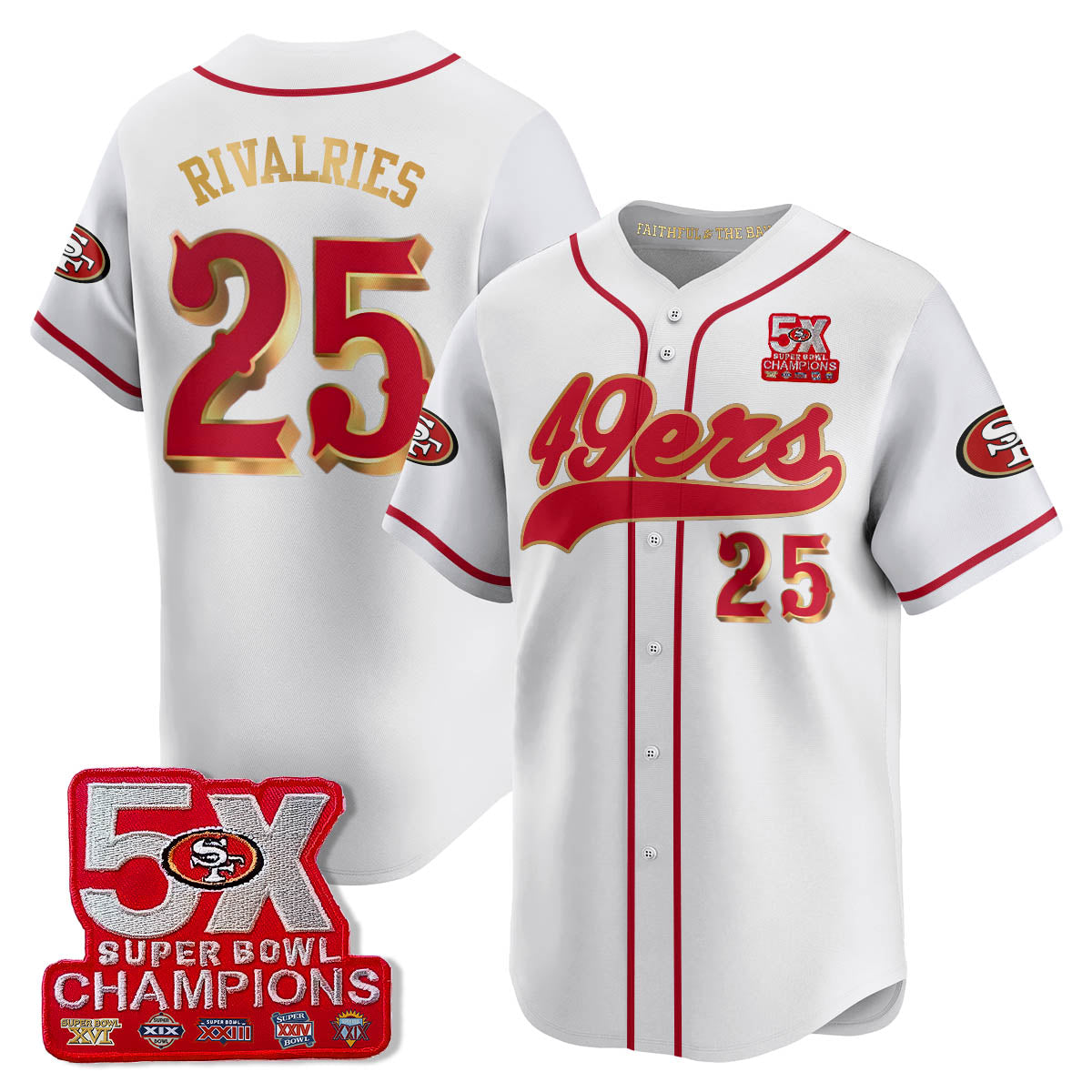 SF 5-Time Champions Patch Vapor Baseball Jersey - Stitched