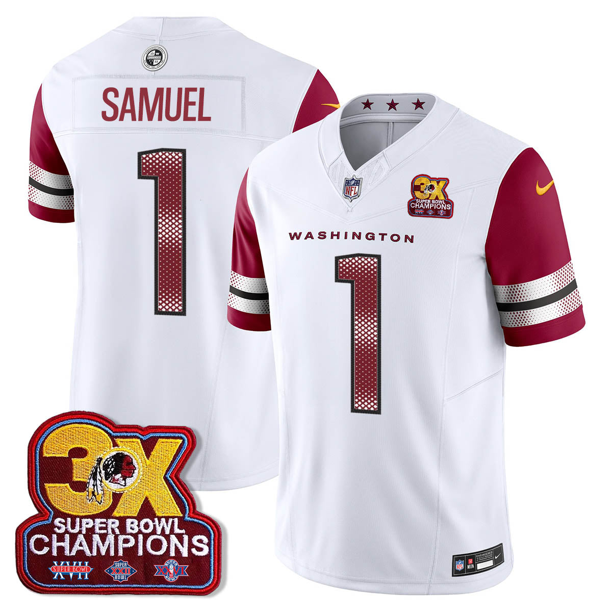 WAS 3-Time Champions Patch Vapor Limited Jersey - Stitched