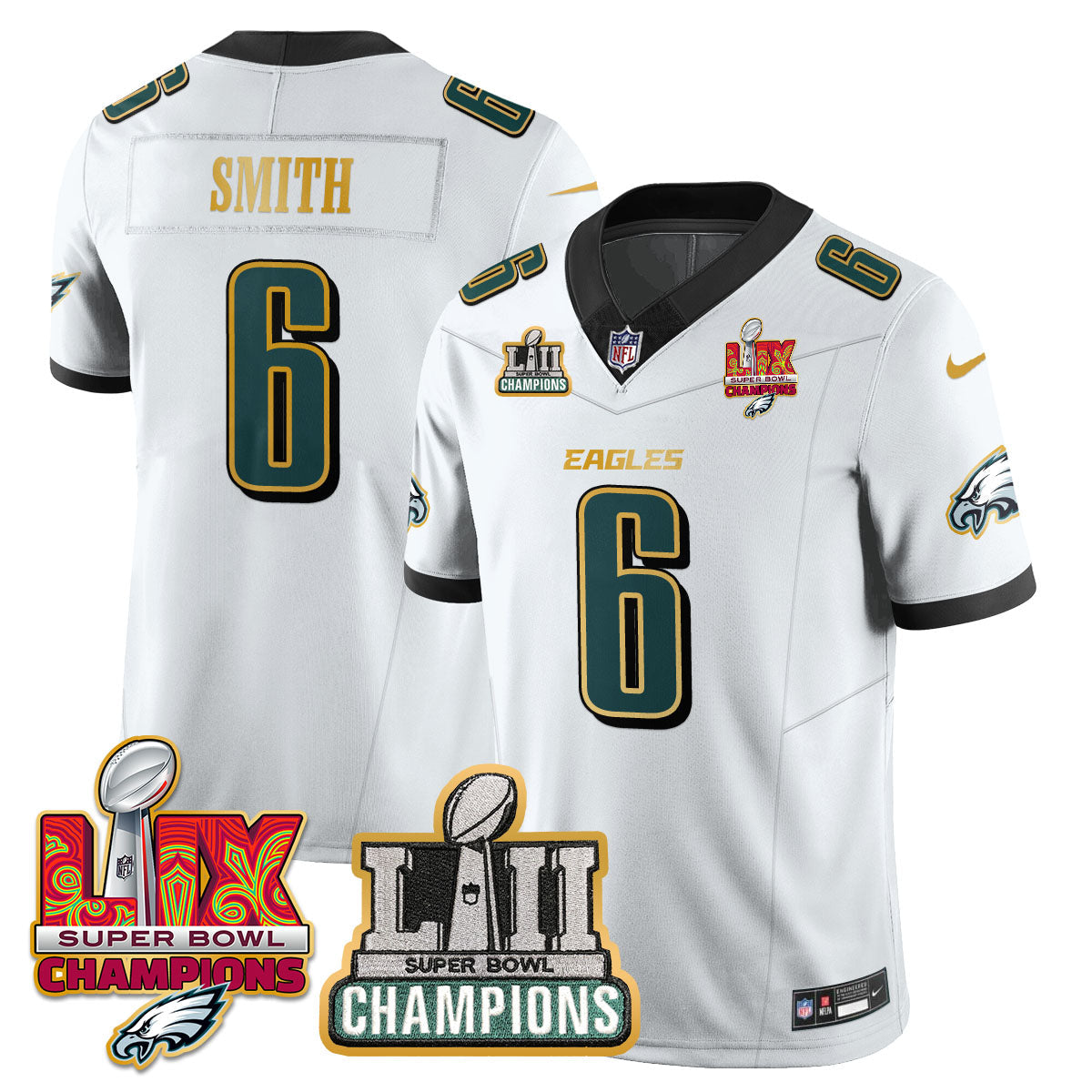 PHI LII-LIX Super Bowl Champions Vapor Limited Gold Jersey - Stitched
