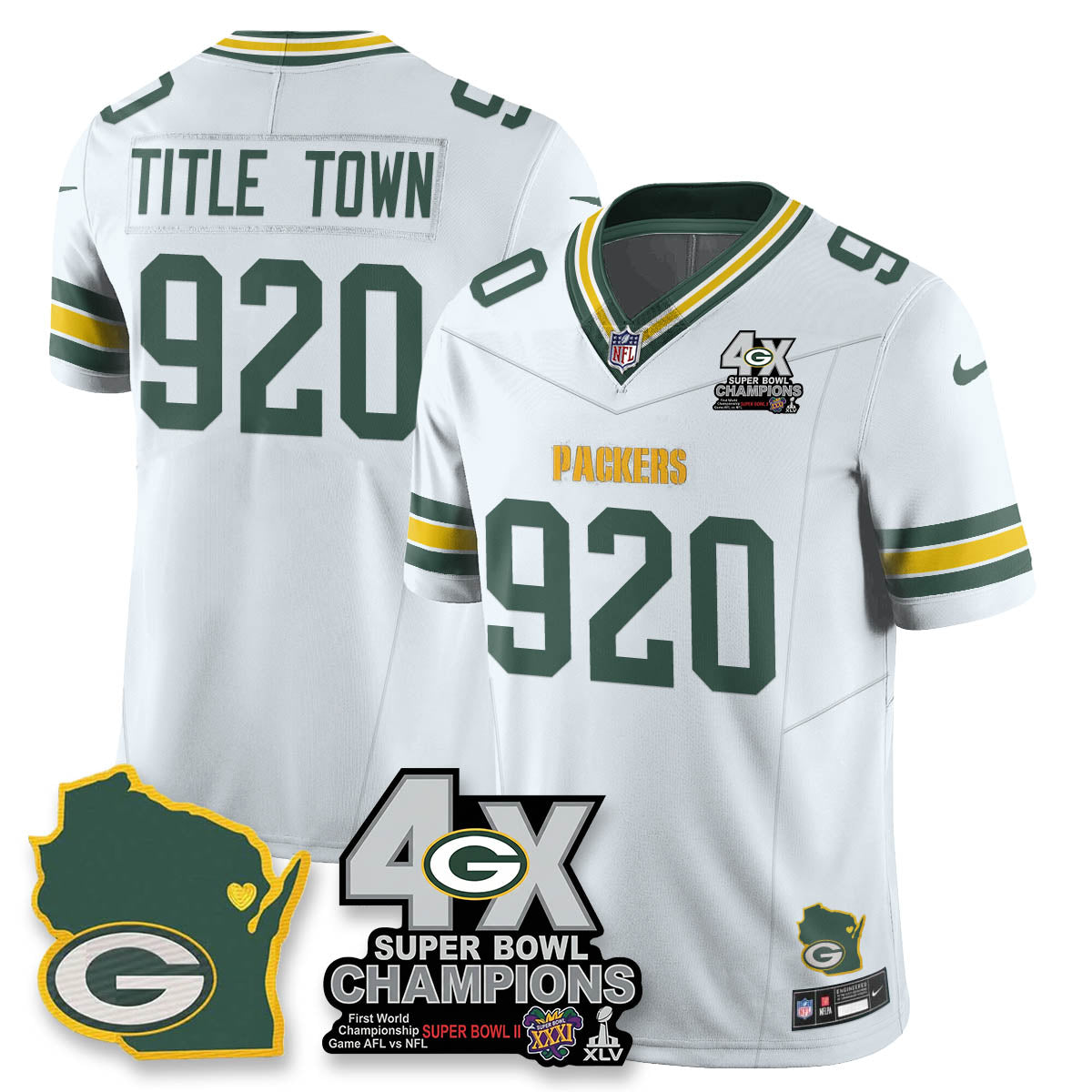 GB 4-Time Champions Patch Vapor Limited Jersey - Stitched