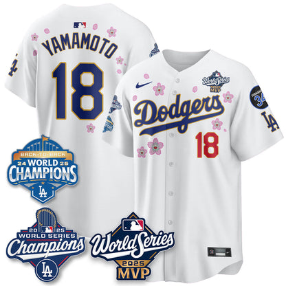 Yoshinobu Yamamoto LAD 2025 World Series MVP Jersey - Stitched