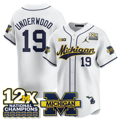 MICH 12x-Time National Champions Baseball Limited Jersey - Stitched