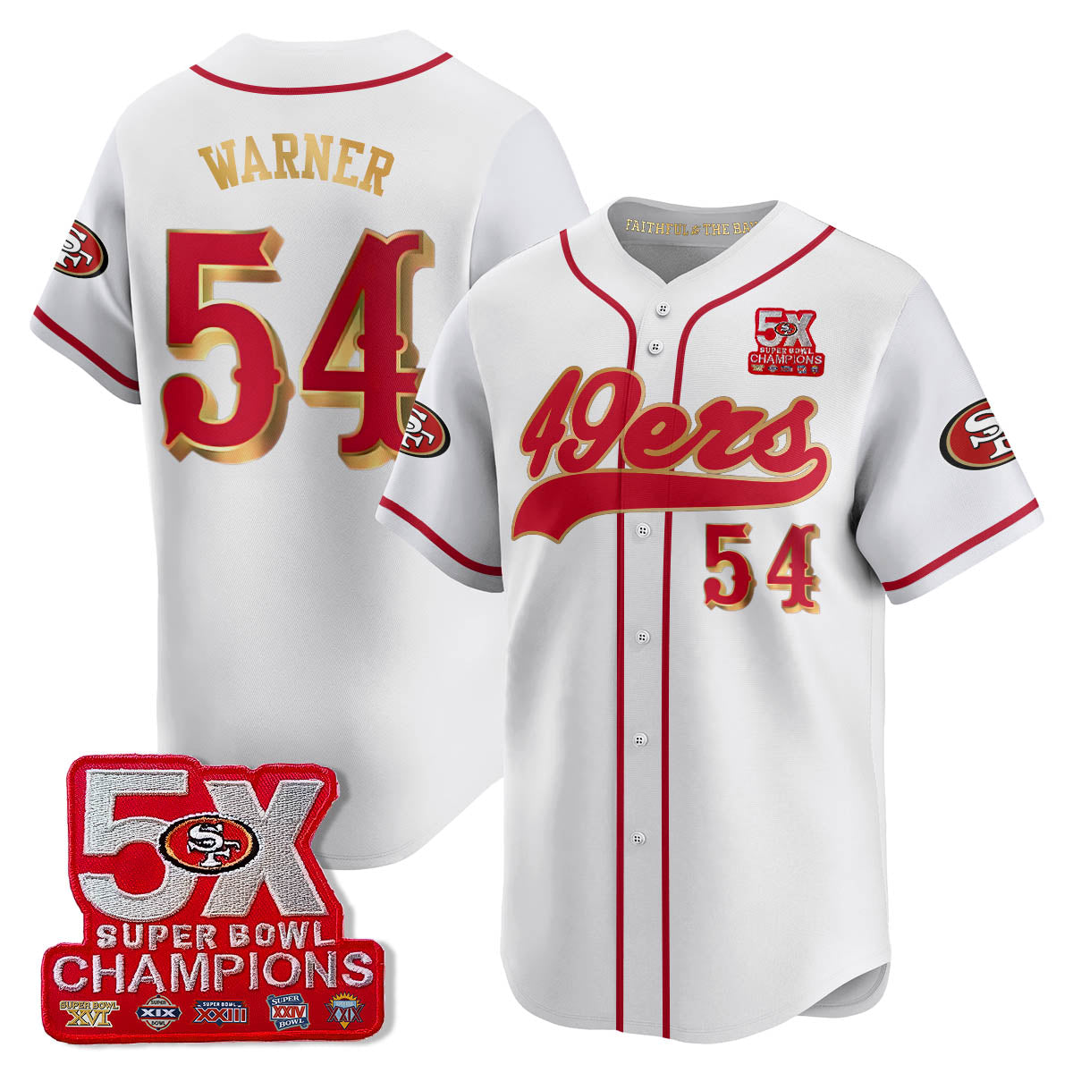 SF 5-Time Champions Patch Vapor Baseball Jersey - Stitched
