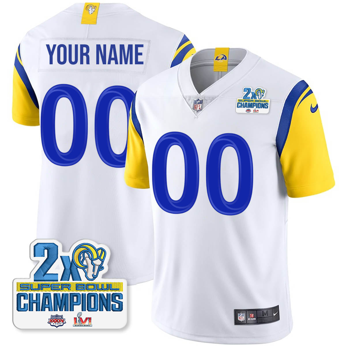 LAR 2-Time Champions Patch Vapor Limited Custom Jersey - Stitched