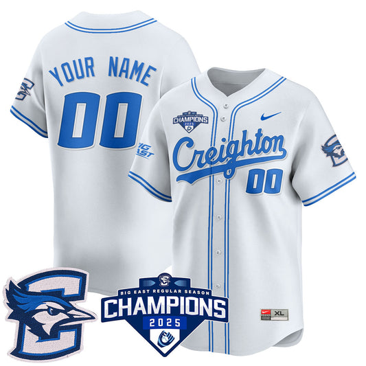 Custom Creighton Baseball 2025 Big East Baseball Tournament Champions Jersey N1 - Stitched