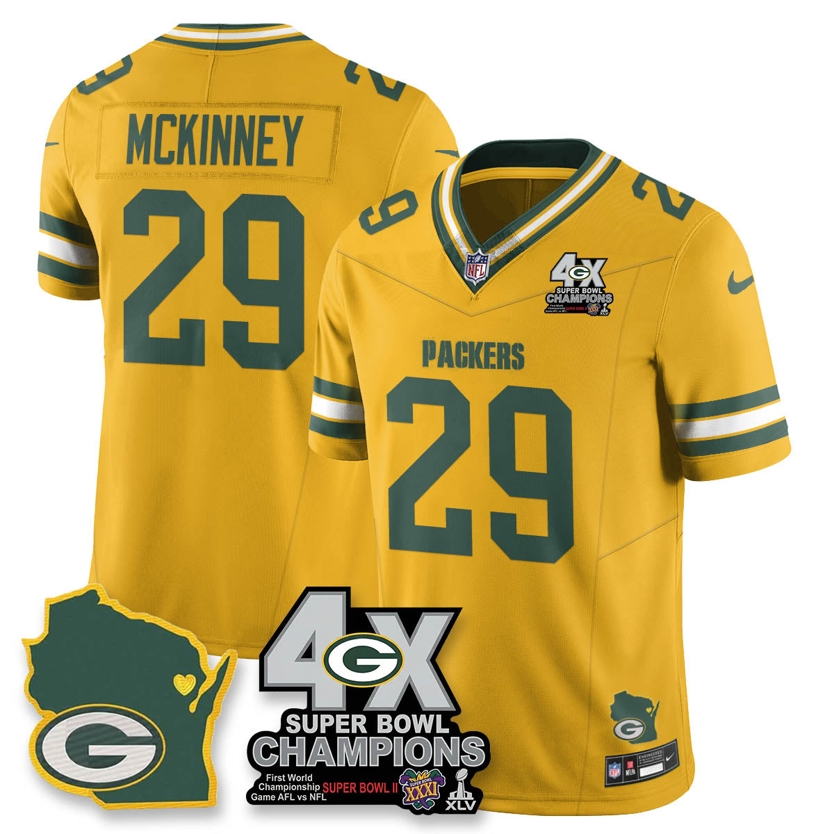 GB 4-Time Champions Patch Vapor Limited Jersey - Stitched