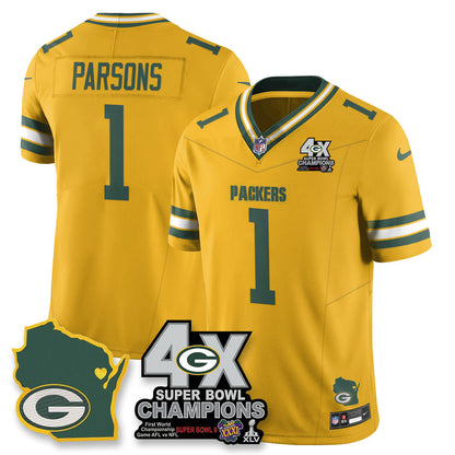 GB 4-Time Champions Patch Vapor Limited Jersey - Stitched