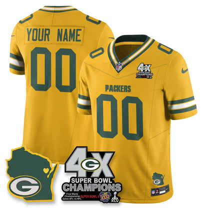 GB 4-Time Champions Patch Vapor Limited Jersey - Stitched