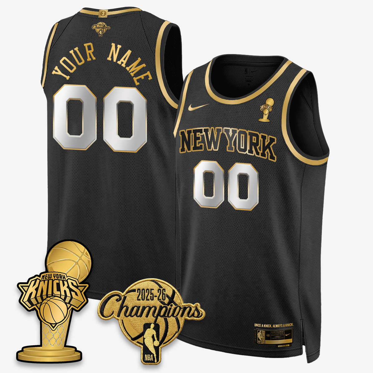 NYK 2026 NBA Champions Gold Edition Vapor Custom Jersey - Stitched