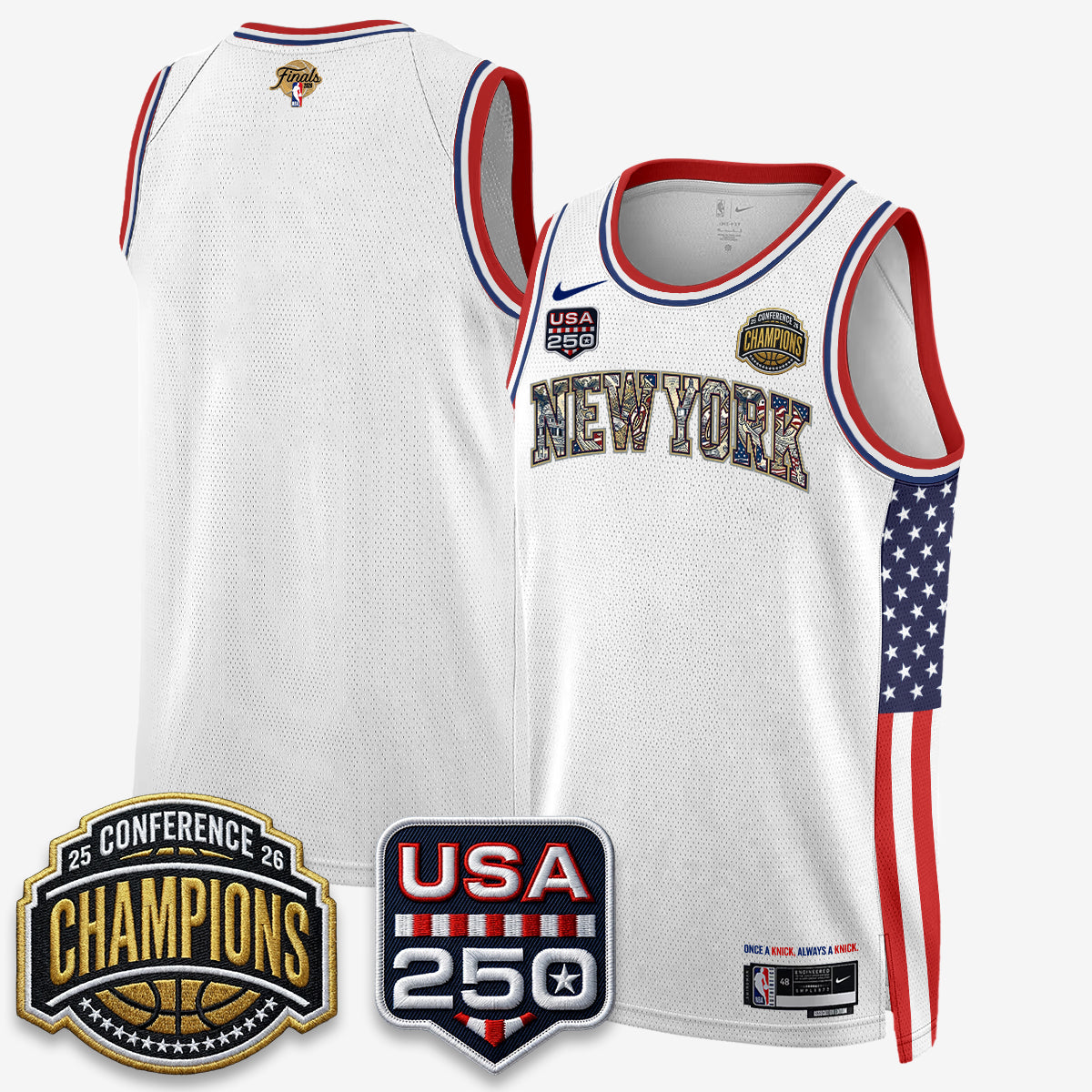 NYK 2026 NBA Eastern Conference Champions x Fourth of July Vapor Jersey - Stitched